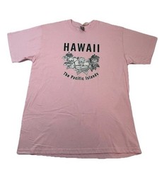 Hawaii Graphic Tee Adult Large Pink Floral The Pacific Islands T Shirt New NWT