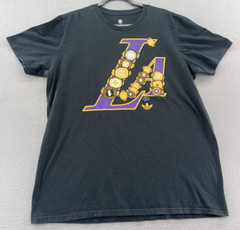 Adidas Shirt Mens Sz XL Black Los Angeles Lakers Championship Rings Tee