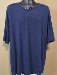 YoungLA Mens Medium Blue Modal Polyester Spandex Oversized Henley T-Shirt