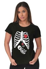 Spooky Halloween Maternity Skeleton Xray Graphic T Shirts for Women T-Shirts