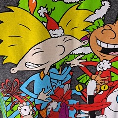 Nickelodeon Cartoon Character Christmas Holiday T-shirt gray Size large