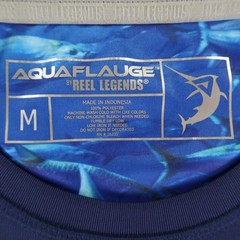 Reel Legends Shirt Mens M Blue Aquatic Camouflage Polyester Sun Protection NEW