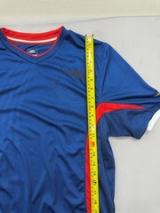 Umbro Blue Soccer Jersey L Short Sleeve V Neck Red Trim Unisex Adult