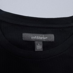 Croft & Barrow Mens Ribbed 100% Cotton Short Sleeve T-Shirt Black Large