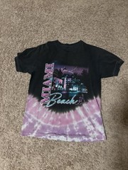 PacSun Men’s Black/Purple/White Tie-Dye Miami Beach Graphic Tee S