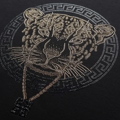 Men Fashion Trend Leopard Diamond Rhinestone Streetwear Summer Luxury T-Shirt