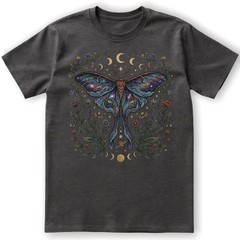 Celestial Luna Moth T-Shirt Galaxy Moon Phases Witchy Boho Nature Lover Gift