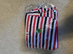 Champion Striped T Shirt Red Black White All Over Logo Men’s Medium