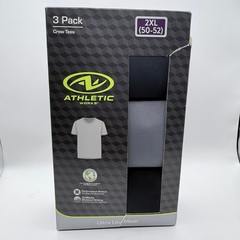 Athletic Works Crew Tees Mens 2XL 3-Pack Ultra Lite Mesh Black Grey