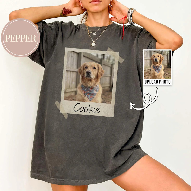 Custom Pet Photo Comfort Tee Personalized Dog Cat Picture