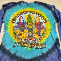 Grateful Dead Band Liquid Blue Long Sleeve Graphic Shirt Mens Size L Tie Dye