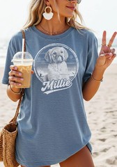 Custom Vintage Pet Portrait Dog Comfort Tee Personalized Pet Lover