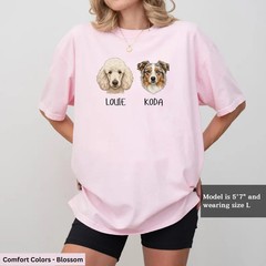 Custom Dog Portrait Comfort Tee Shirt from Photo Personalized Pet