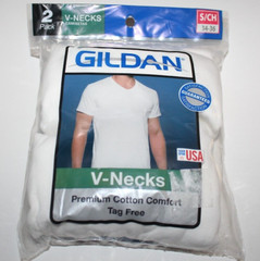 Gildan Men’s V-Neck Shirts White Premium Cotton Comfort Tag Free – Small 2-Pack
