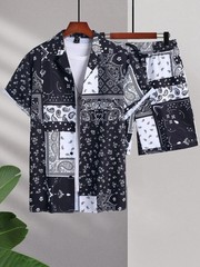 Men Summer Outfit 2-Piece Set Short Sleeve T-Shirt and Shorts Sweatsuit Set