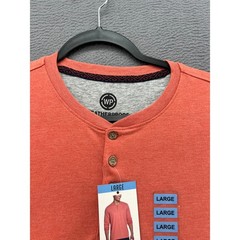 Weatherproof Shirt Mens Long Sleeve Henley Apricot Brandy Heather Large