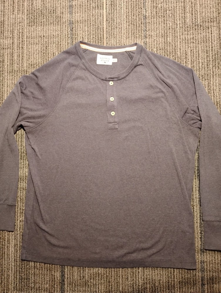 The Normal Brand Henley Shirt Men’s Size XL Long Sleeve Blue Soft