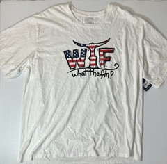 NWT What The Fin Shirt Mens XXL White American Flag Whale Patriotic Fishing Tee
