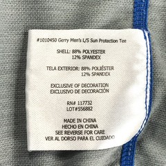 Gerry Men’s XL Long Sleeve Sun Protection T-Shirt Gray Blue Poly Blend Pullover