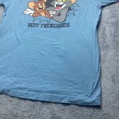 Tom and Jerry Mens Blue T Shirt Size L Cartoon Cat and Mouse