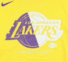 NIKE Los Angeles Lakers Split Logo T-Shirt sz S Small Yellow Basketball NBA