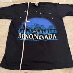 Vintage Reno Nevada Skyline T Shirt L Fruit of the Loom Black 90s Single Stitch