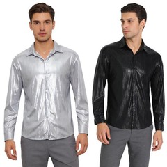 Mens Blouse Parties Top Street Wear Shirt Party Turn-down Collar Weddings Work
