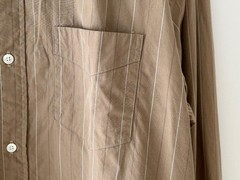PHIGVEL 22AW Band Collar Shirt Khaki Beige Stripe Size 3