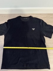 Prada Cotton Terry T-shirt with Enamel Metal Triangle Logo in Black 2025 Large