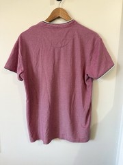 Scott James Shirt Mens Red/pink Henley Grandad Band Blade Collar Large