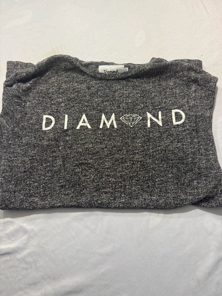Diamond Supply Co. Gray Heather Speckled Graphic Logo Crewneck