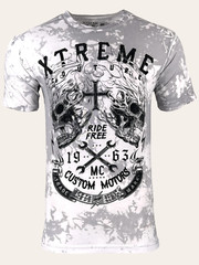 Xtreme Couture By Affliction Men’s T-shirt Blazing Roadway Skull S-5XL