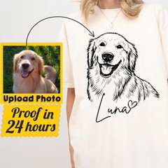 Custom Dog Portrait Photo Comfort Tee Personalized Pet Memorial Shirt Gift