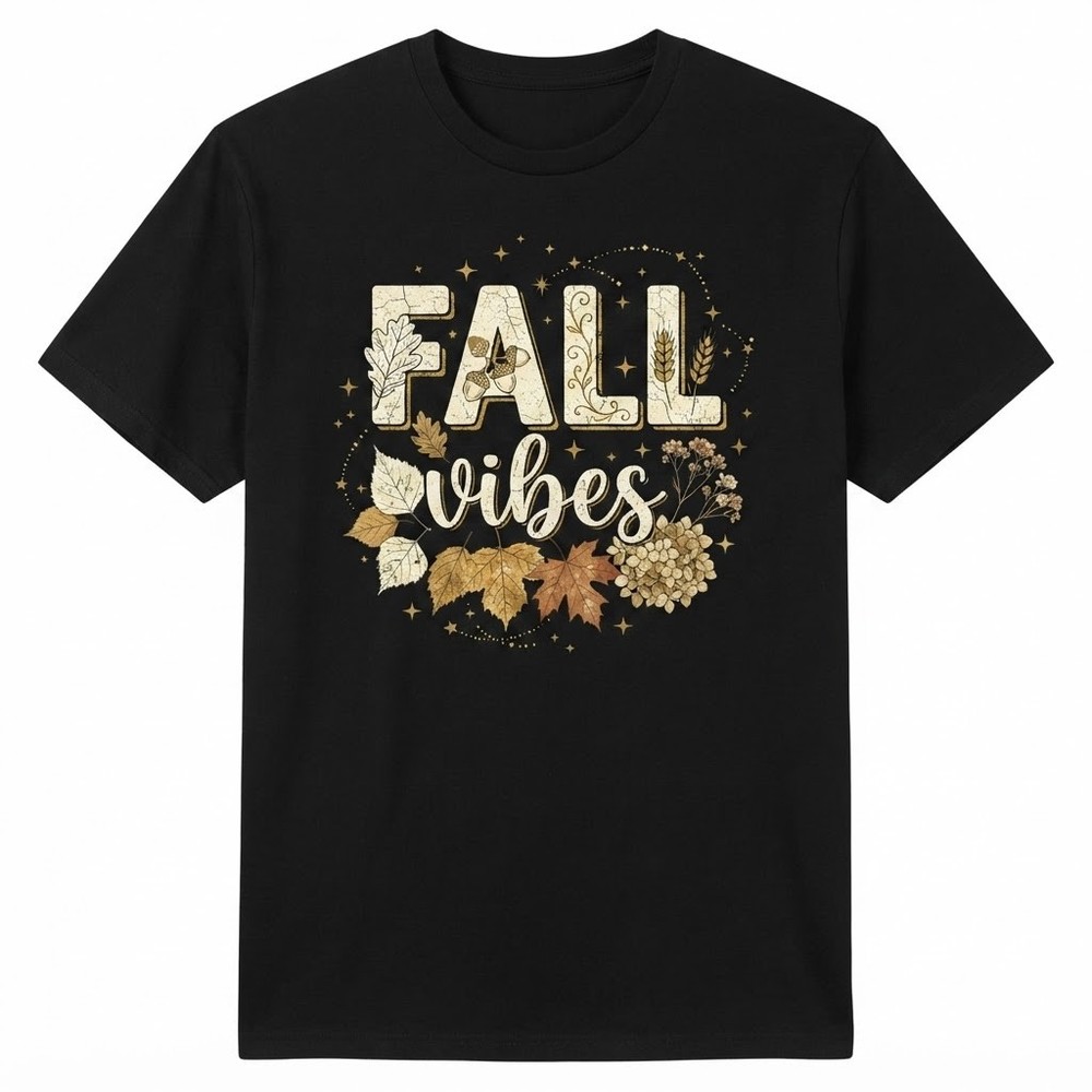 Fall Vibes Autumnal Leaves And Acorns Botanical Graphic T-shirt For Men Women