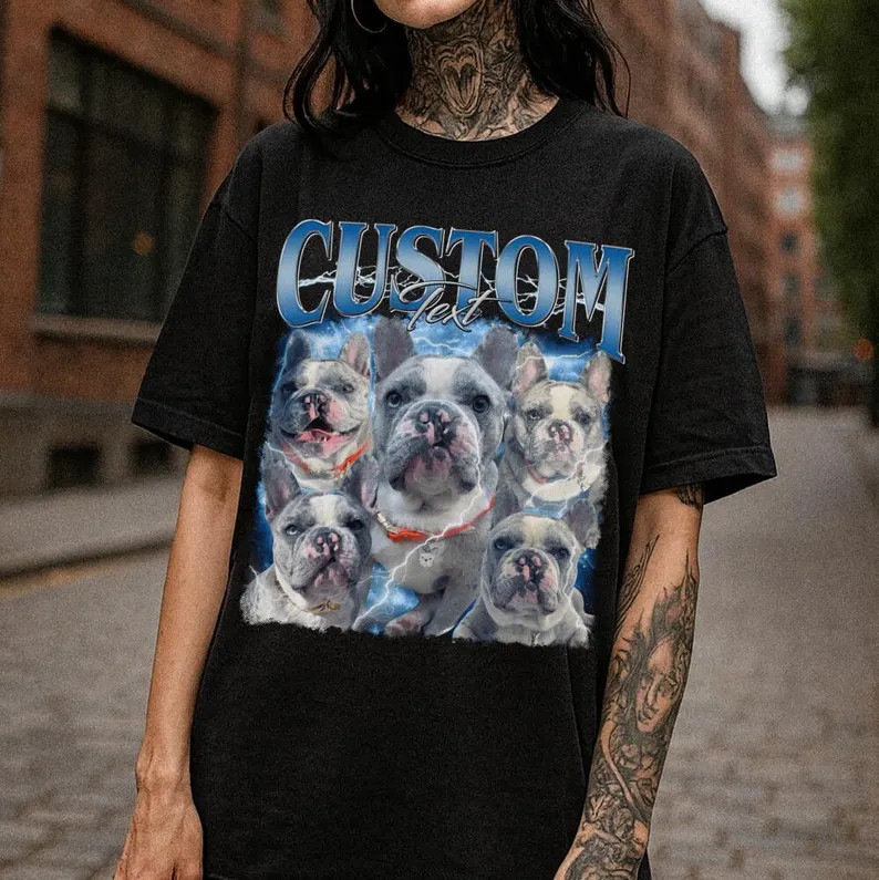 Custom Pet Photo Dog Portrait Comfort Tee Personalized Name