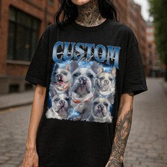 Custom Pet Photo Dog Portrait Comfort Tee Personalized Name