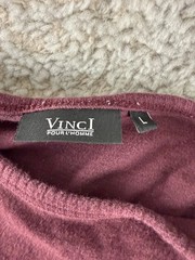 Vinci Pour L’Homme Size L Minimalist Pocket Casual T Shirt Burgundy Long Sleeve