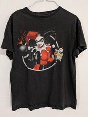 Men’s L Black Harley Quinn DC Universe Graphic Print Crew Neck Cotton T-Shirt