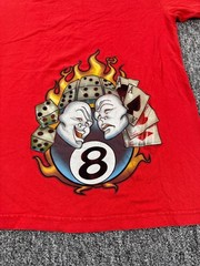 JNCO Jeans Shirt Men 2XL Red Graphic 8 Ball Flame Dice Crewneck Vtg Made In USA