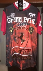 Lavish Society Men’s XL Metallic Foil Print Red Racing Jersey Shirt T-Shirt NWT