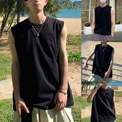 Fashion Vacation Daily Men’s Vest Summer Tank Solid Tops Casual Slight Stretch