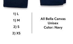 NEW – Bella Canvas Unisex Tshirts, Lot of 6 Navy, Wholesale Blanks XS, S, M, L