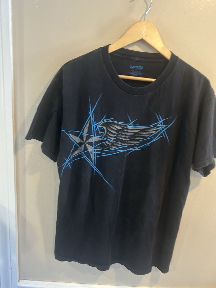 Carbon Y2K Mens Graphic Tee Black Large Shirt Clothing