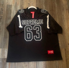 Supreme Black Mesh Football Jersey T-Shirt Skeleton 63 Graphic Men’s XL