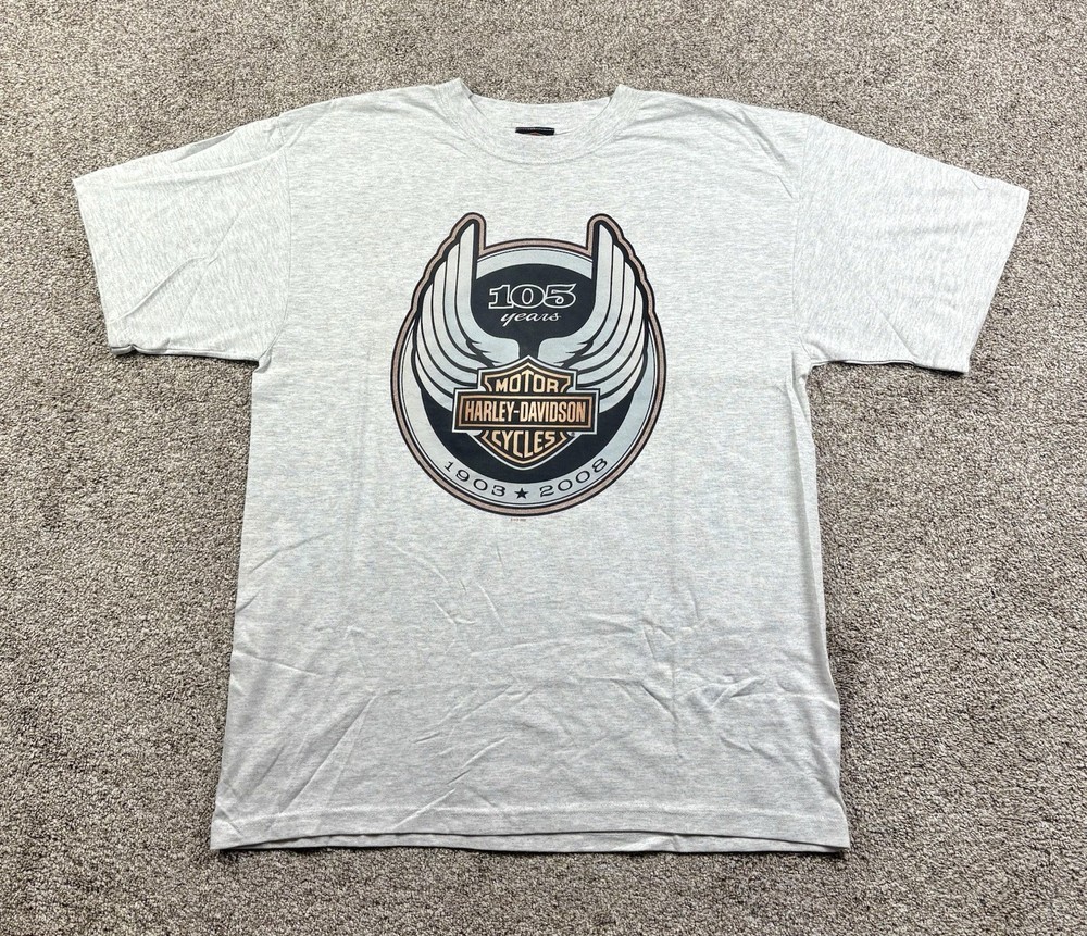 Harley-Davidson T-Shirt 105th Anniversary Men’s Size Large Gray Wisconsin