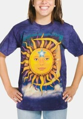 Sun Moon Lunar Solar Shining Star Yin Yang Mountain Purple Cotton T-Shirt S-5X