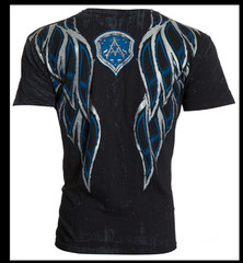 ARCHAIC by AFFLICTION Black Blue RIDE IT Short Sleeve Slim Fit Y2K T-shirt NWT