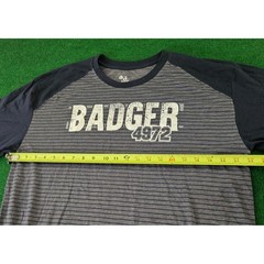 Badger Sport 4972 Graphic T Shirt Mens Large Raglan Short Sleeve Striped Gray