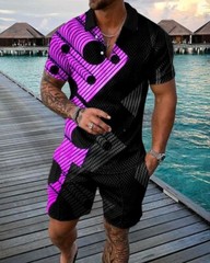 Summer Mens Outfit 2-Piece Set Sweatsuit Short Sleeve T Shirts & Shorts Set 2024
