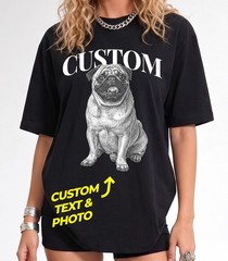 Custom Pet Photo Shirt Personalized Dog Portrait Tee With Name Funny Dog Dad Gif
